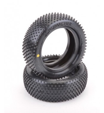 Schumacher 1:10 Mini Pin 2 - Front Tyres -4WD- 2,2", Yellow (2)